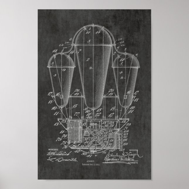 1911 Gamla utskrift av luftfartygets ballonger i T Poster (Framsidan)