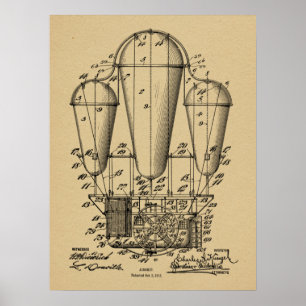 1911 Gamla utskrift av luftfartygets ballonger i T Poster