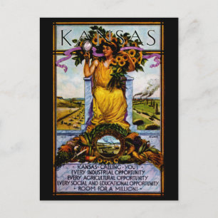 1911 Kansas Poster Vykort