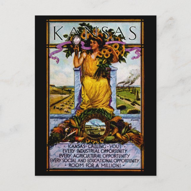 1911 Kansas Poster Vykort (Framsida)