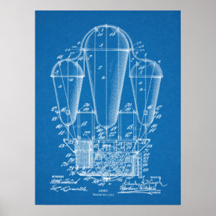 1911 Skriv ut luftfartygets ballonspatent i Teckni Poster