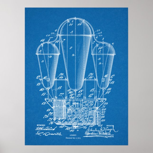 1911 Skriv ut luftfartygets ballonspatent i Teckni Poster (Framsidan)