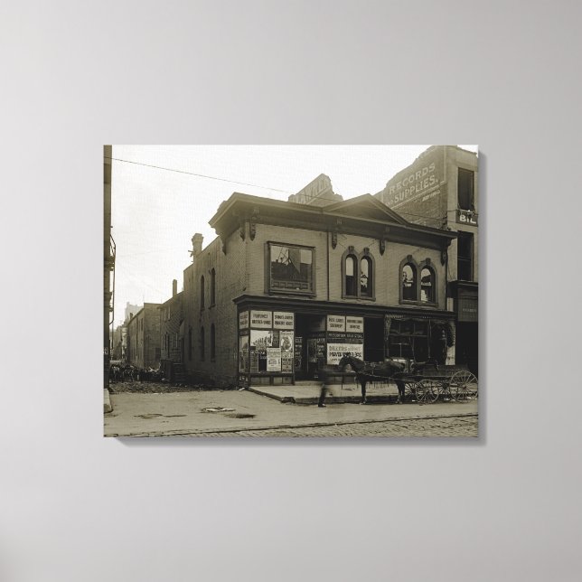 1912 Dillers apotek McGreal Bldg Canvastryck (Framsida)