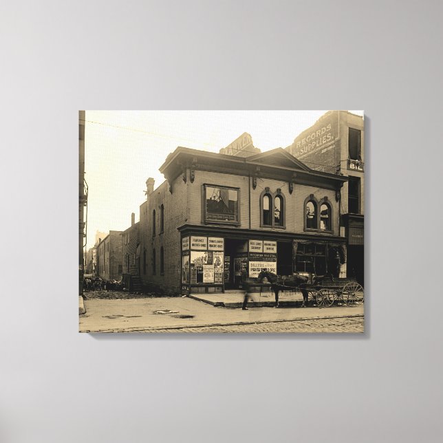 1912 Dillers apotek McGreal Bldg Canvastryck (Framsida)