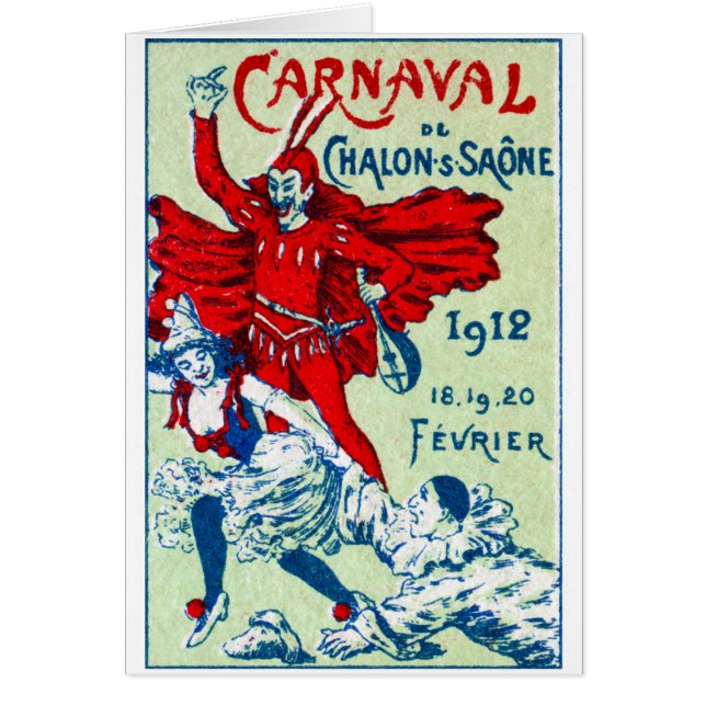 1912 Fransk Carnaval Hälsningskort (Framsidan)