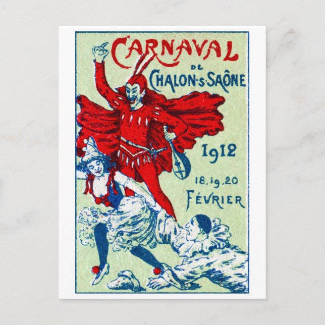 1912 Fransk Carnaval Vykort (Framsida)