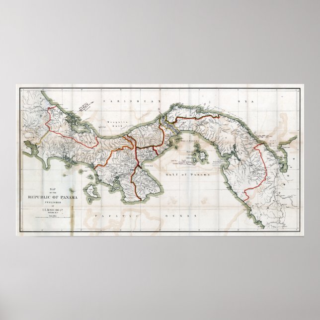 1912 Karta i Panama Poster (Framsidan)