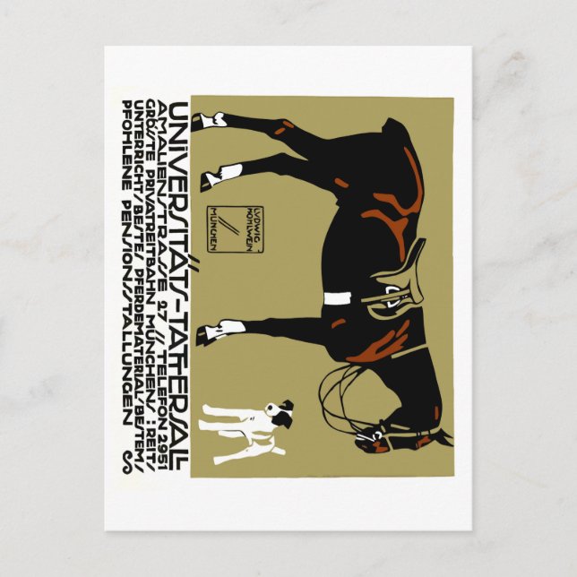 1912 Ludwig Hohlwein Horse Riding Poster artikel Vykort (Framsida)