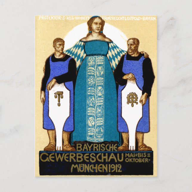 1912 München Tyskland Poster Vykort (Framsida)