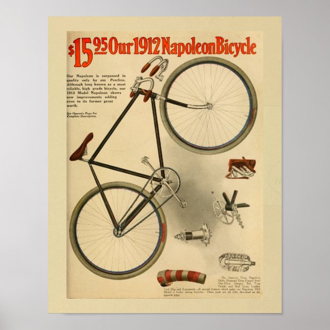 1912 Napoleon Bicycle Färg Ad Art Print Poster (Framsidan)