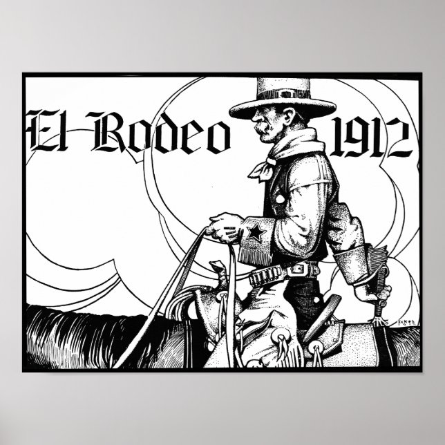 1912 Rodeo Cowboy Land western Art Poster (Framsidan)