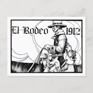 1912 Rodeo Cowboy Land western Art Vykort