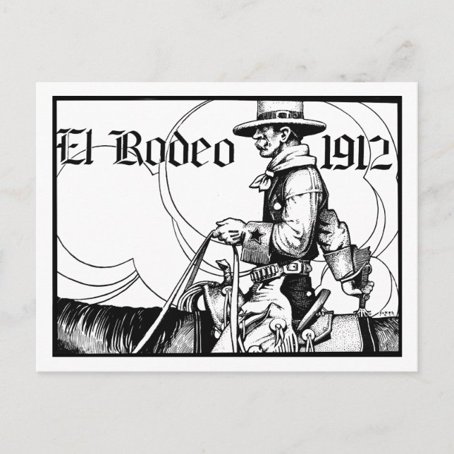1912 Rodeo Cowboy Land western Art Vykort (Framsida)