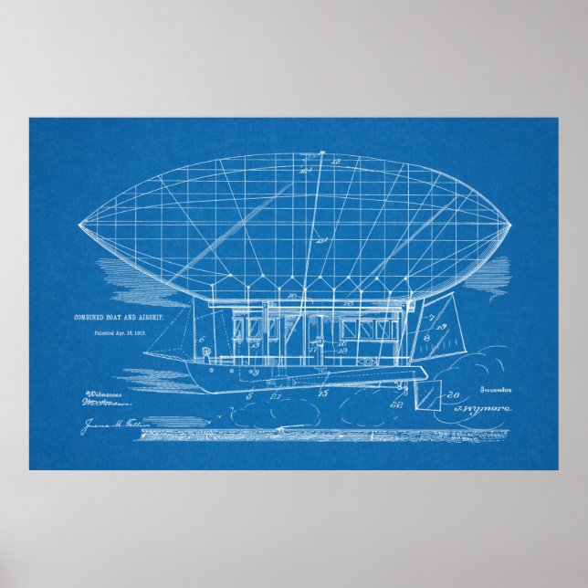 1912 Teckning-utskrift för flygplanspatenten för f Poster (Framsidan)