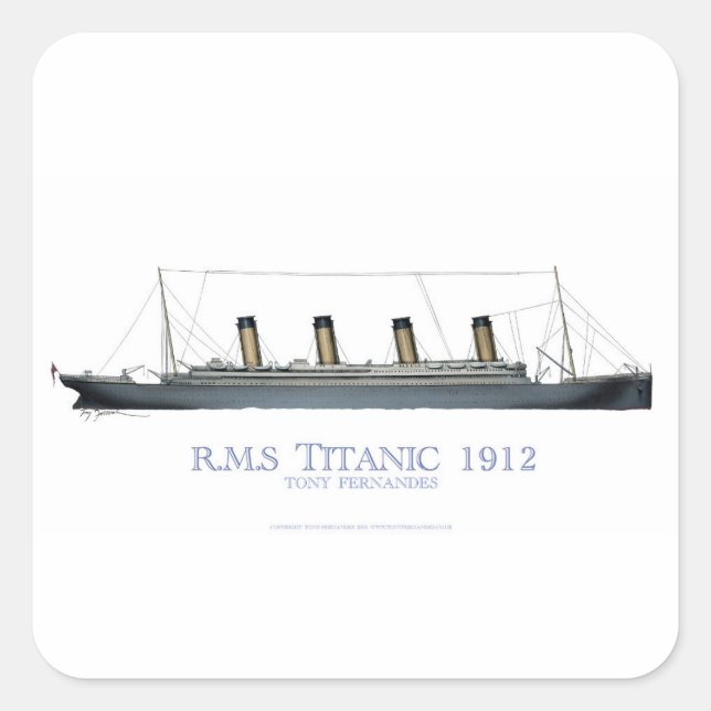 1912 Titanic 1 Fyrkantigt Klistermärke (Framsida)