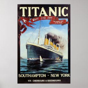 1912 Titanic White Star Line Vintage Poster