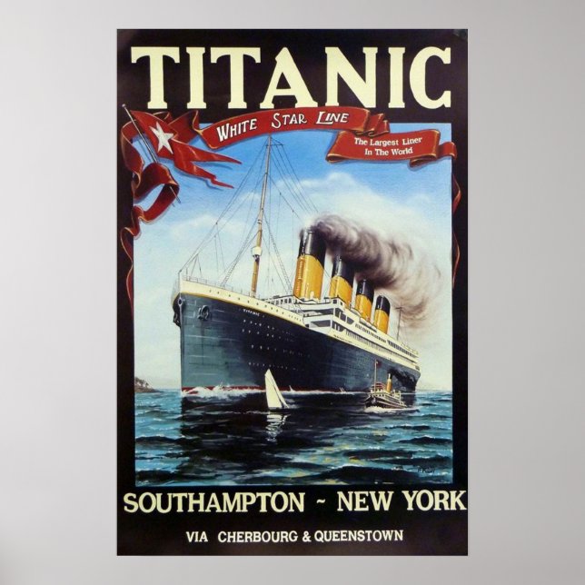 1912 Titanic White Star Line Vintage Poster (Framsidan)