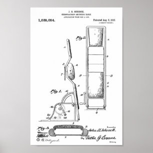 1912 Vintage Chiropraktic Bord Patent Art Print Poster