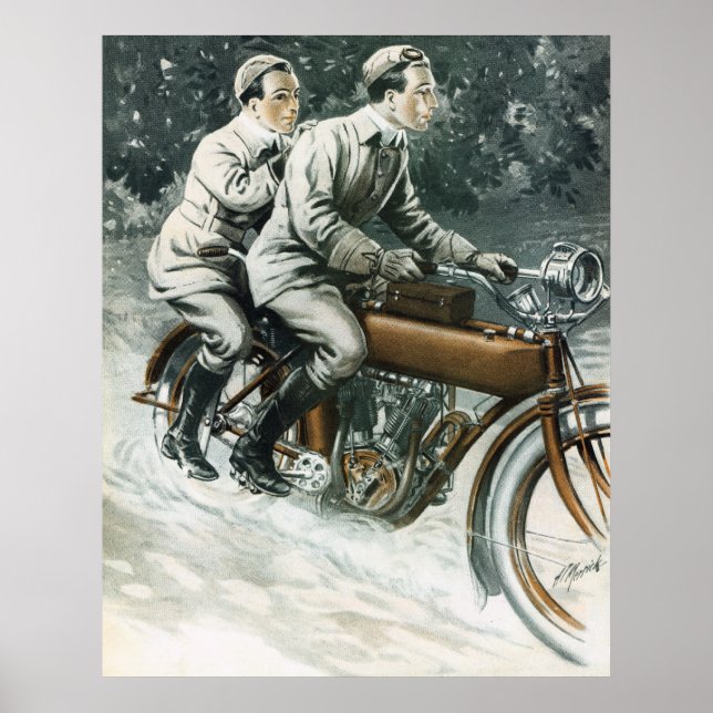 1912-Vintagens motorcykelbelysning Poster (Framsidan)