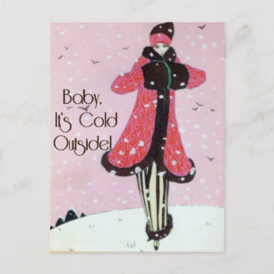 1913 Art Deco Winter Mode Scene Vykort