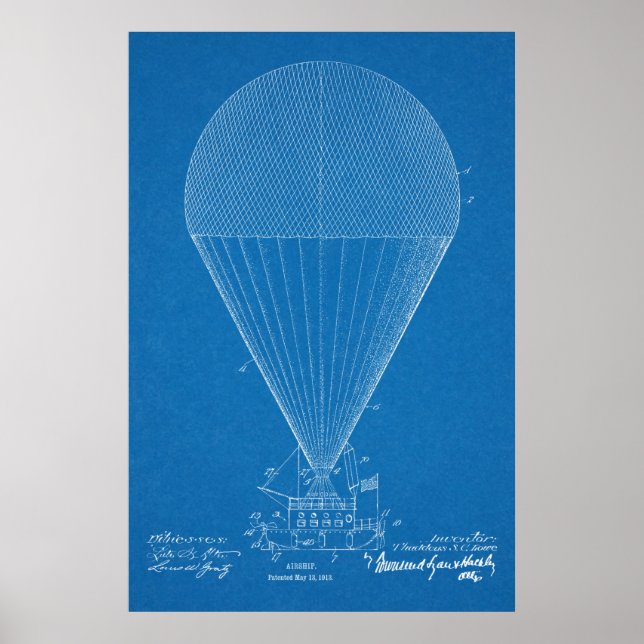 1913 Boat Aircraft Patent Art Teckning Poster (Framsidan)