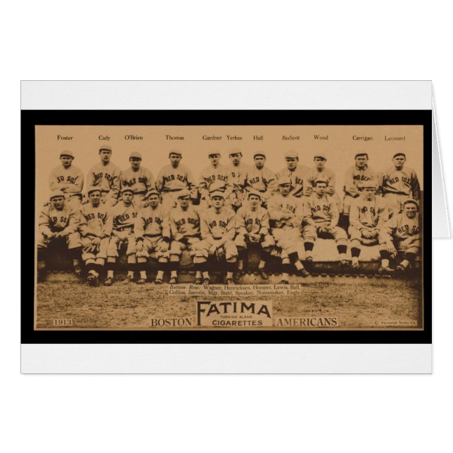 1913 Boston Red Sox Fatima Tobacco Card Skriv ut Hälsningskort (Framsidan Horizontal)