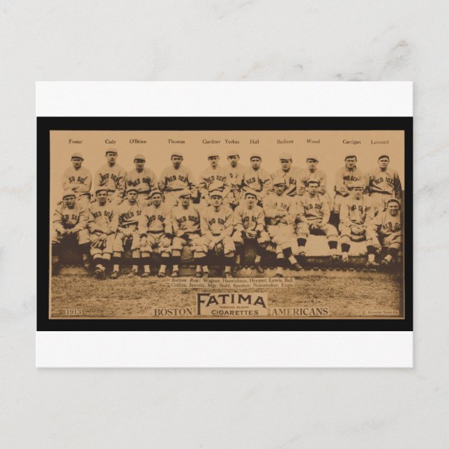 1913 Boston Red Sox Fatima Tobacco Card Skriv ut Vykort (Framsida)