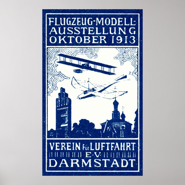 1913 Darmstadt Luft Show Poster (Framsidan)
