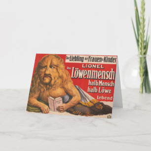 1913. En man med Lejon Head Reading Shakespeare. Kort