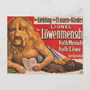 1913. En man med Lejon Head Reading Shakespeare. Vykort