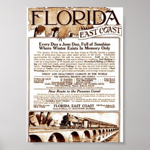 1913 Florida Öster-järnvägskonvertering Kusten Poster