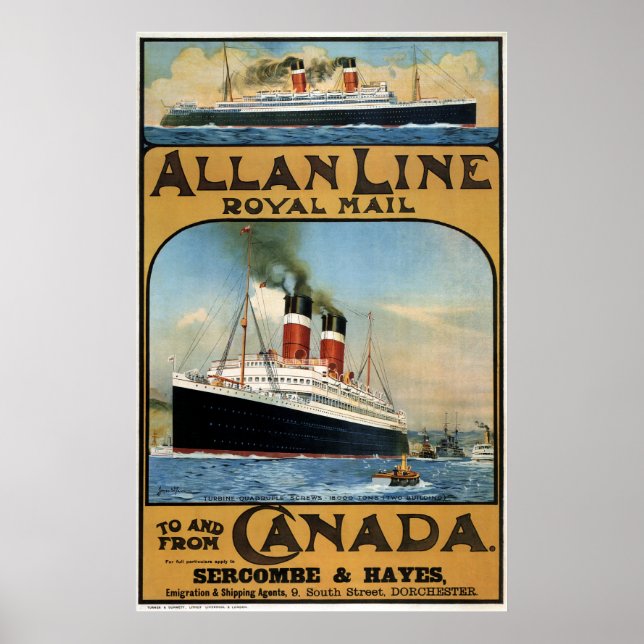 1913 KANADA TILL FÖRENADE KUNGARIKET, STEAMSHIP POSTER (Framsidan)