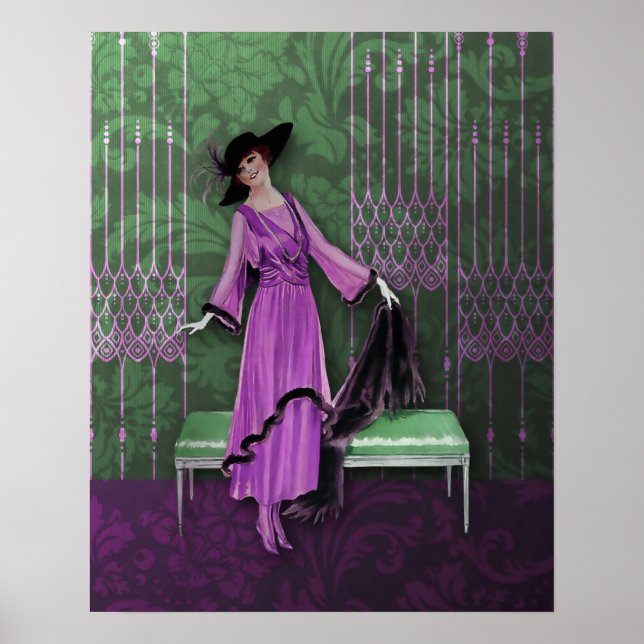 1913 Luxe: Vintage Mode i Lilac & Mint Poster (Framsidan)