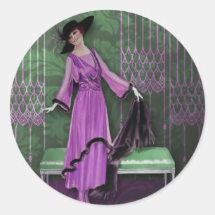 1913 Luxe: Vintage Mode i Lilac & Mint Runt Klistermärke