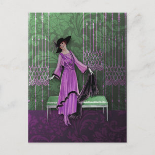 1913 Luxe: Vintagemode i lila- och Mintgrönt Vykort