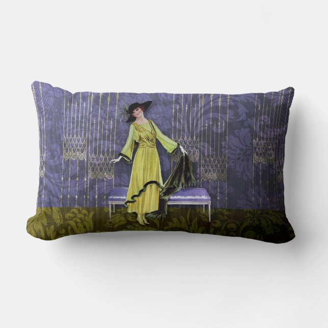 1913 LUXE: VINTAGEMODE som är chartreuse, Lumbarkudde (Framsida)