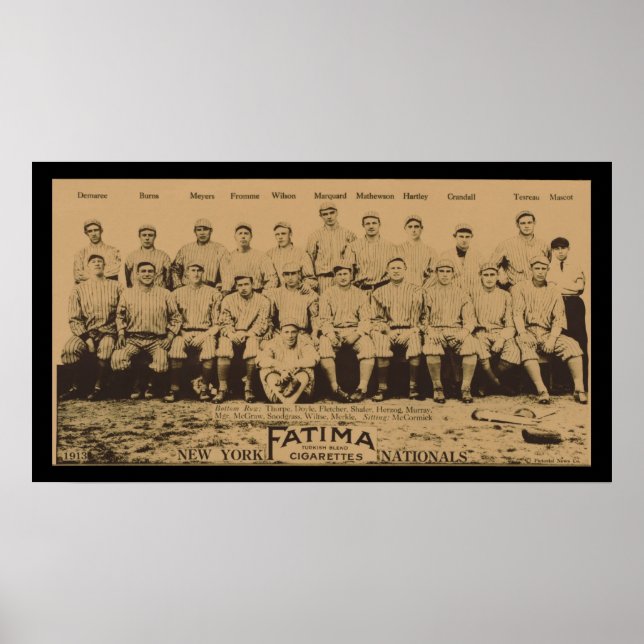 1913 New York Giants Fatima Tobacco Card Poster (Framsidan)