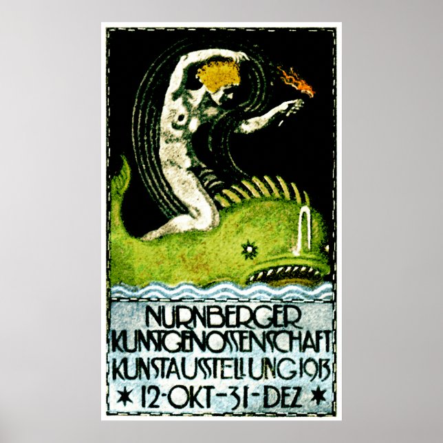 1913 Nurnberg Poster Tyskland Art Exhibit (Framsidan)