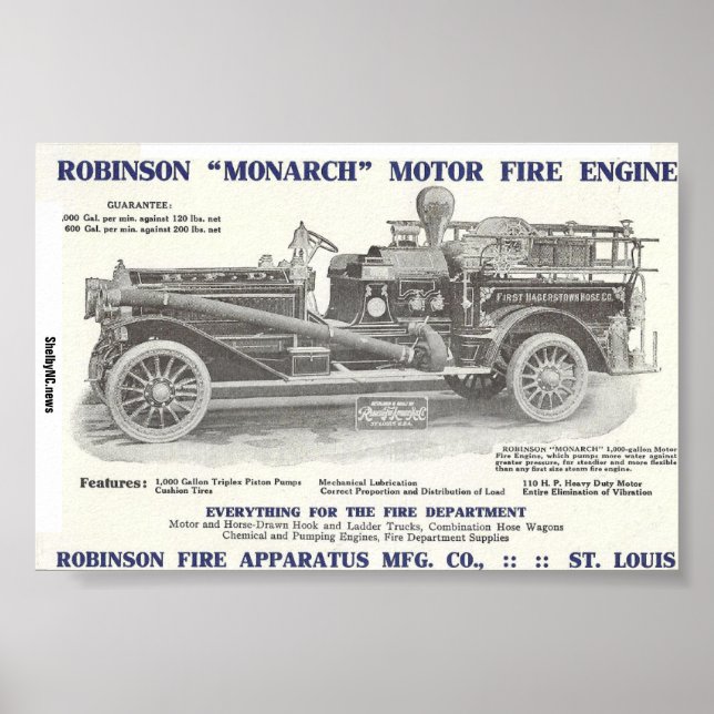 1913 Robinson "Monarch" - Poster motorbrandmotor (Framsidan)