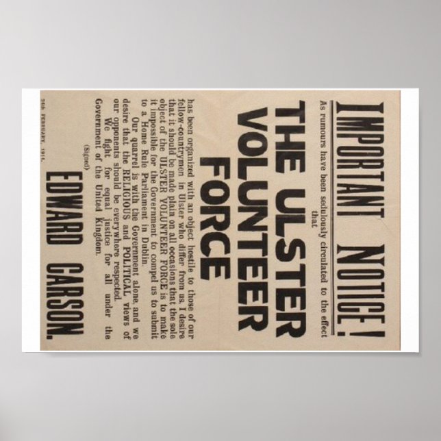 1913 Ulster Poster. Poster (Framsidan)