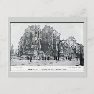 1914 Antwerpens bombhörn Volkstraat Vykort