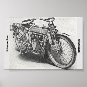 1914 års trafikflygande motorcykelpost Merkel Fir Poster