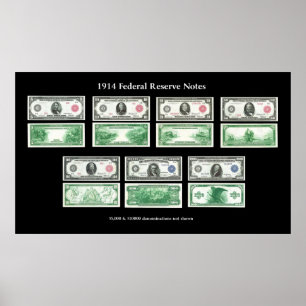 1914 Diagram över Federal Reserve Notes Poster