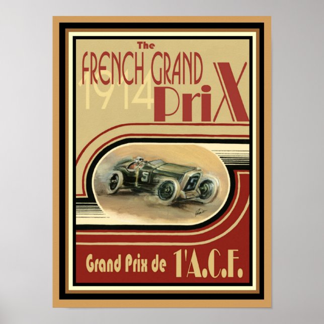 1914-Franskens Grand Prix Poster 12 x 16 (Framsidan)
