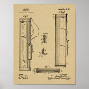 1914 Golf Caddy Klubb Bag Design Patent Art Print Poster