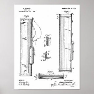 1914 Golf Caddy Klubb Bag Design Patent Art Print Poster