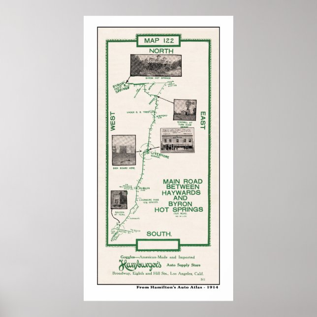 1914 Karta, Haywards to Byron Hett Vår Poster (Framsidan)