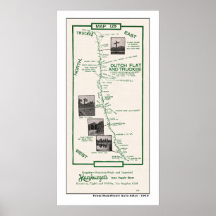 1914 karta, holländarelägenhet till Truckee - Poster