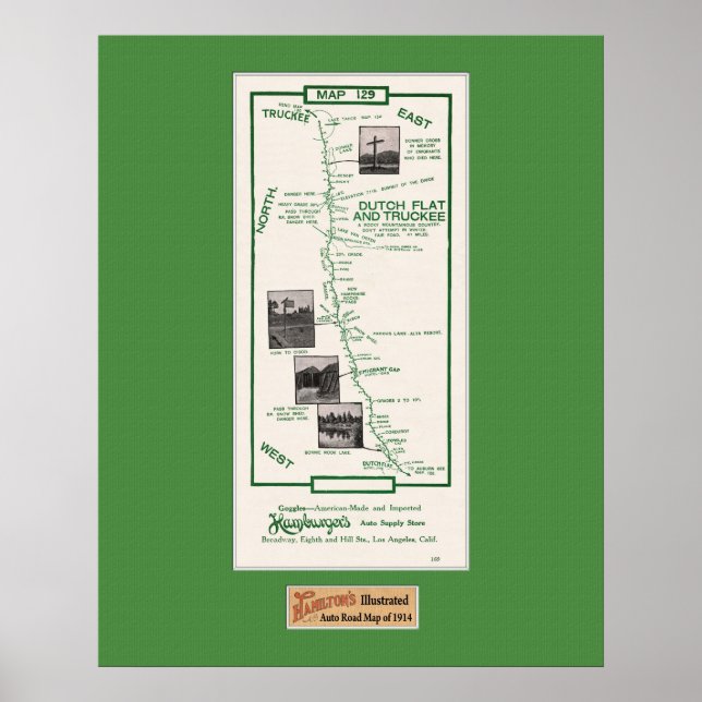 1914 Karta, holländskt flat till Truckee - Grn Mat Poster (Framsidan)