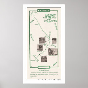 1914 Karta, Los Cruces till Los Alamos Poster